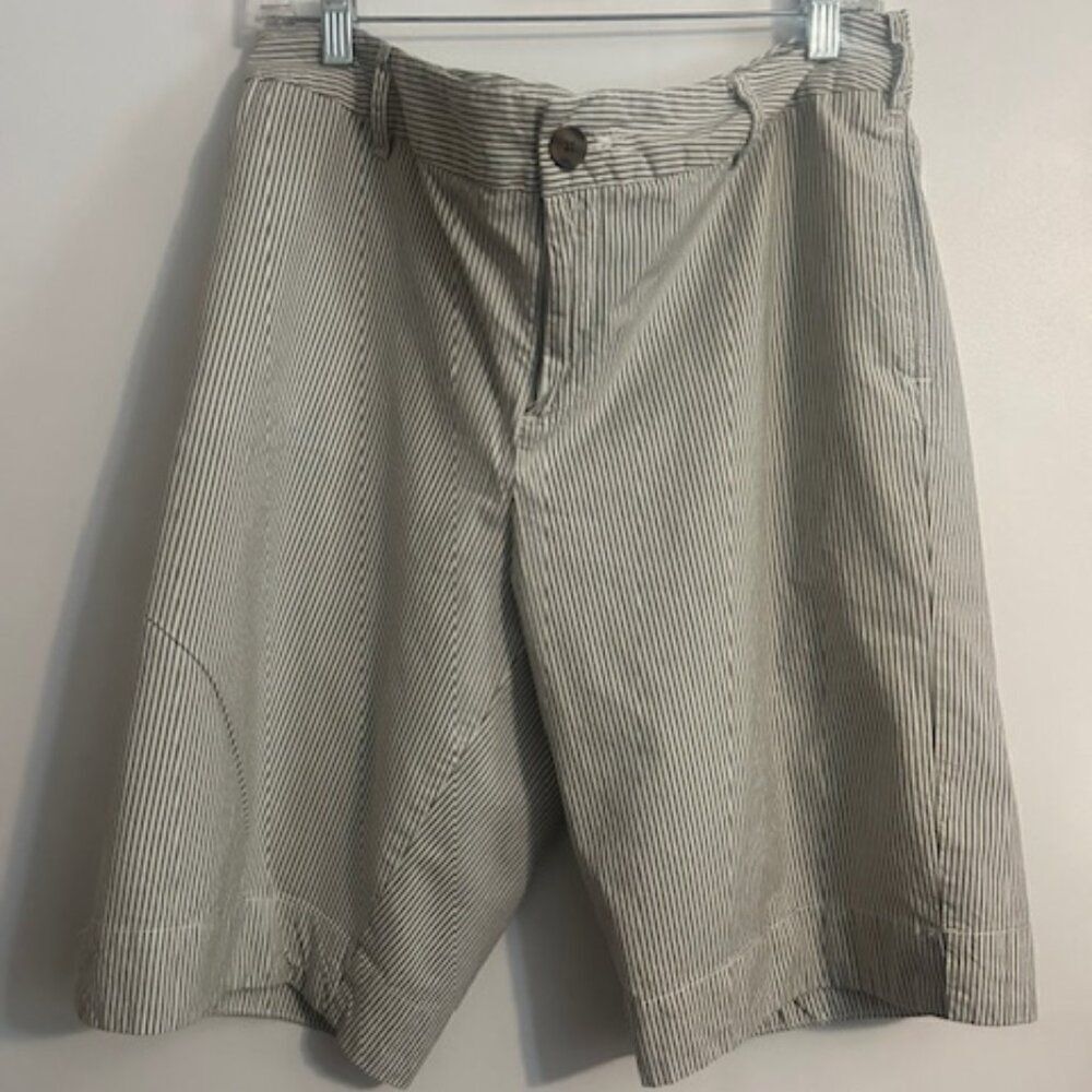 Merona Cream/Sage stripes Bermuda Cotton shorts, size 16